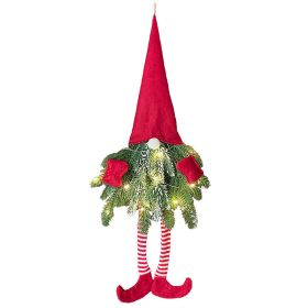 Christmas decorations Christmas wreath long legs face less old man Christmas pendant Christmas wall hanging door pendant (Color: as pic A)